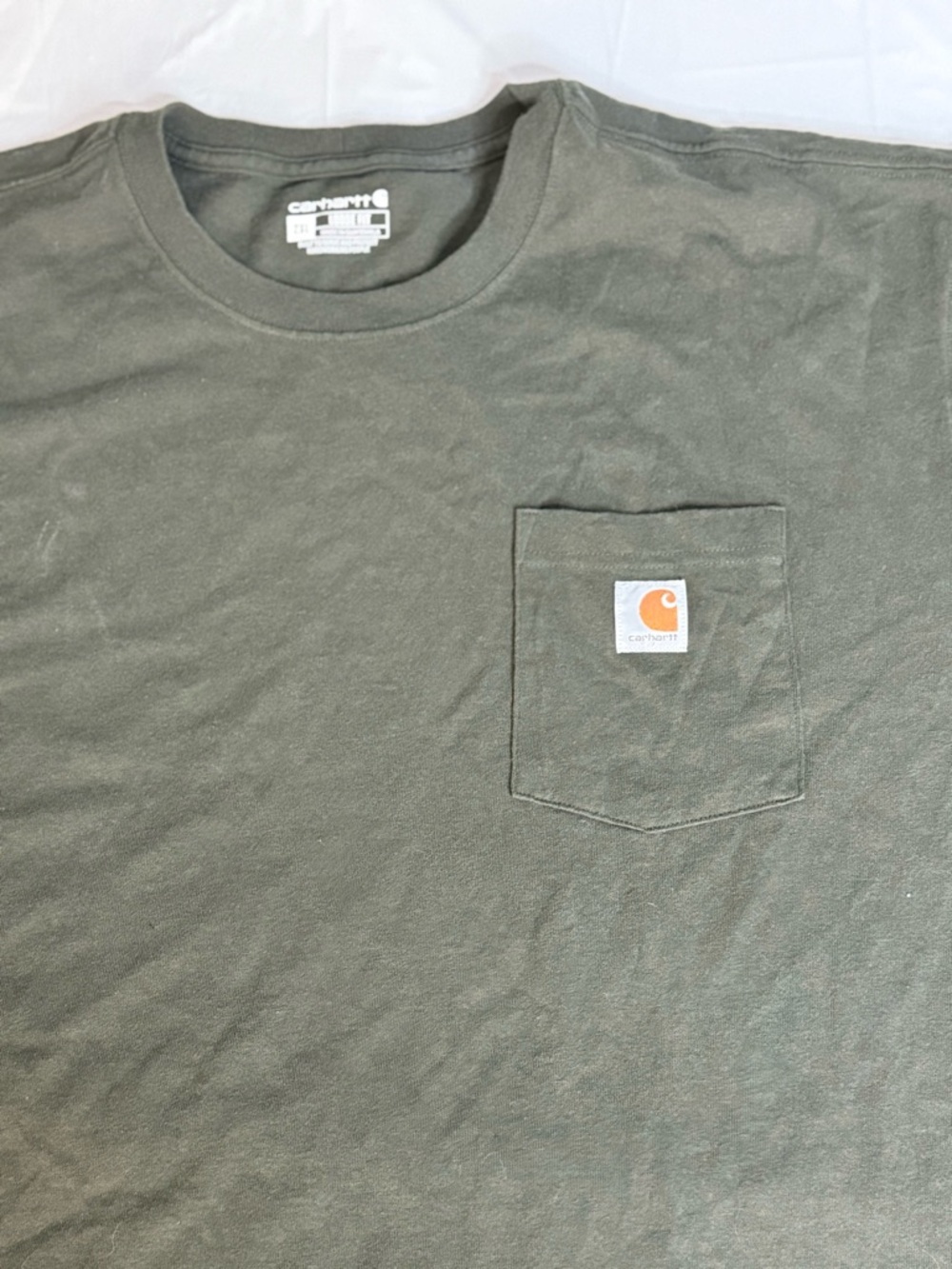 Carhartt Pocket T Shirt Mens 2XL Green Workwear Logo Heavyweight Tee